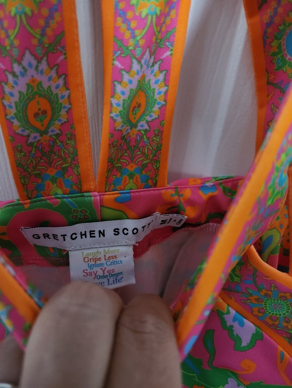 Gretchen Scott Designs Pink Multicolor Print Sleeveless Dress Size M Like New - Picture 3 of 4